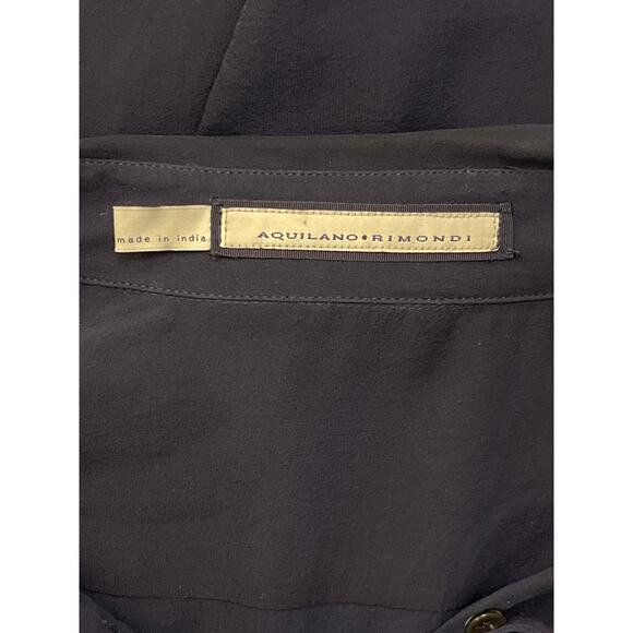 Aquilano Rimondi Navy Silk Ruffle Sheer Blouse IT 44 US 8 Handmade Detail - Picture 3 of 9